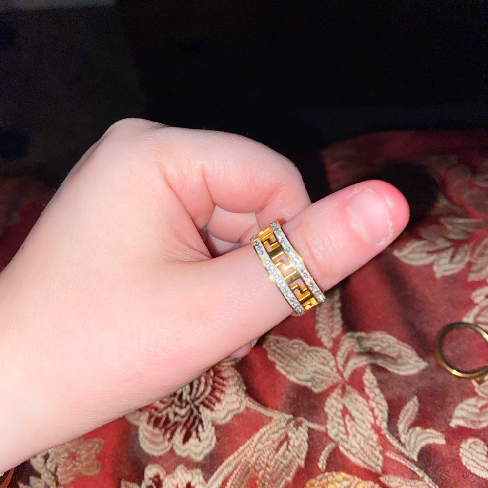 Gold and crystal ring. Size 7
